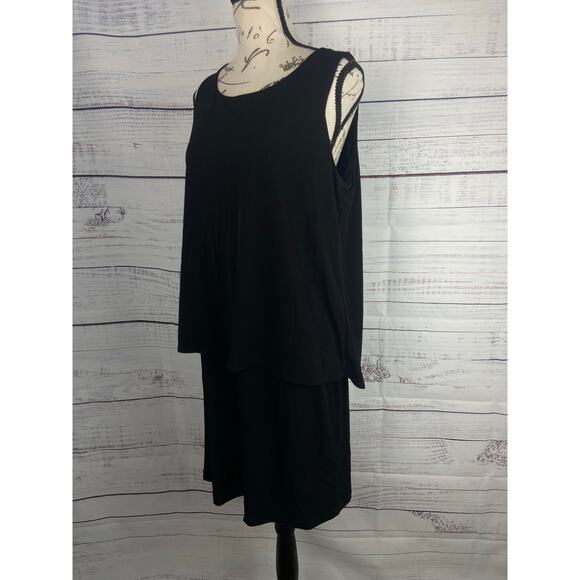 Chicos 1 Tank Dress Womens M Black Sleeveless Keyhole Back Stretch - Picture 5 of 11